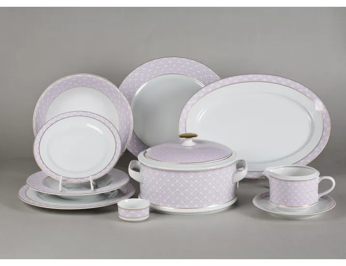 Сервиз столовый 25 предметов 6 персон Leander Сабина Лиловое плетение 243A
