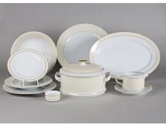 Сервиз столовый 25 предметов 6 персон Leander Сабина Бежевое плетение декор 243D 02162021-243D