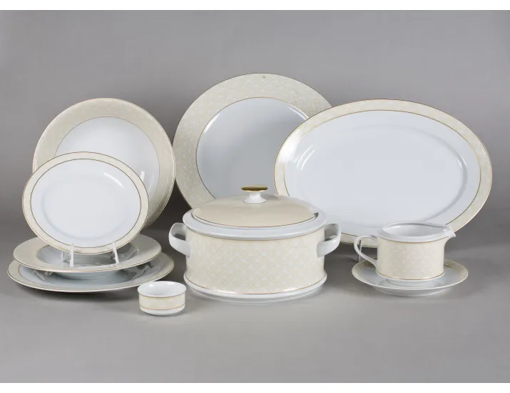 Сервиз столовый 25 предметов 6 персон Leander Сабина Бежевое плетение 243D  02162021-243D