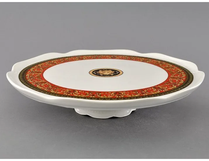 Тарелка для торта на ножке 28см Leander Сабина Красна лента (Версаче) декор B979