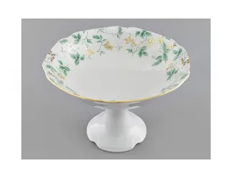 Ваза для фруктов на ножке 23см Leander Мэри-Энн Зелёные листья декор 1381 03116154-1381