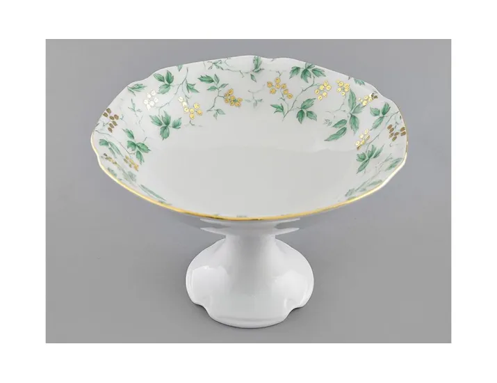 Ваза для фруктов на ножке 23см Leander Мэри-Энн Зелёные листья декор 1381 03116154-1381