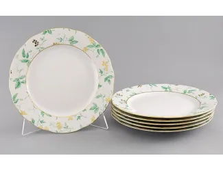 Набор тарелок мелких 6шт 25см Leander Мэри-Энн Зелёные листья декор 1381