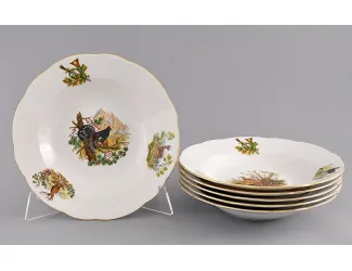 Набор тарелок глубоких 6шт 23см Leander Мэри-Энн Охота декор 0363