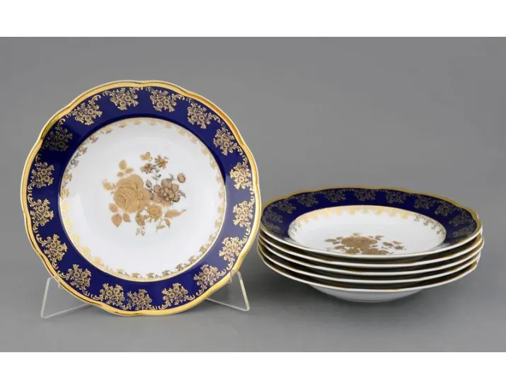 Набор тарелок глубоких 6шт 23см Leander Мэри-Энн Золотая роза декор 0431