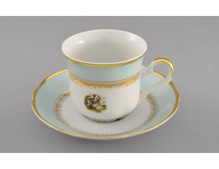 Набор чайных пар на 6 персон 12 предметов 0,20л Leander Мэри-Энн Свидание голубой декор 231B