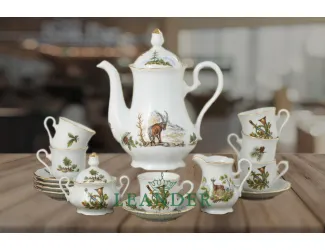 Сервиз кофейный мокко 15 предметов 6 персон Leander Мэри-Энн Охота декор 0363