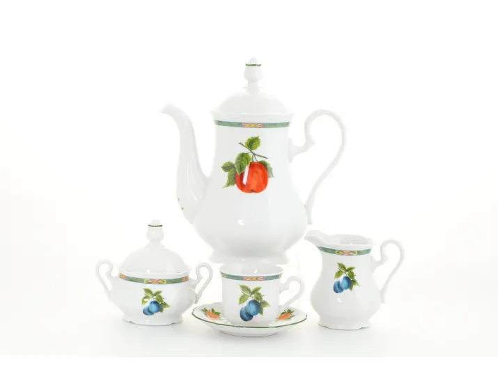 Сервиз кофейный 15 предметов 6 персон 0,15л Leander Мэри-Энн Фруктовый сад декор 080Н 03160714-080H