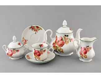 Сервиз чайный 15 предметов 6 персон Leander Мэри-Энн Красные розы декор 2405 03160725-2405