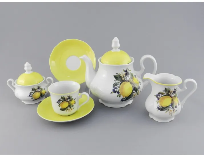 Сервиз чайный 15 предметов 6 персон Leander Мэри-Энн Лимоны декор 2411 03160725-2411