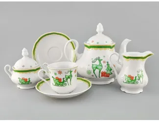 Сервиз чайный 15 предметов 6 персон Leander Мэри-Энн, Рождество Олени Новогодняя коллекция декор 2573 03160725-2573