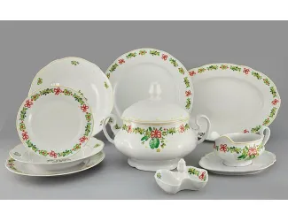 Сервиз столовый 25 предметов 6 персон Leander Мэри-Энн Новогодняя коллекция Шишки 2571