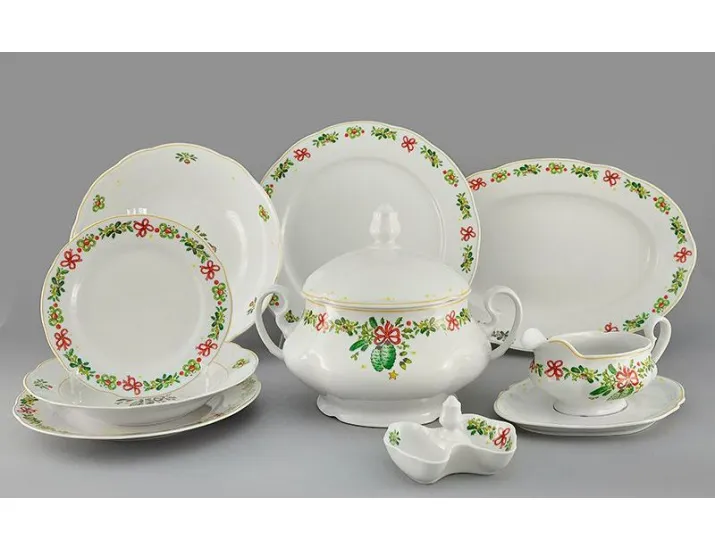 Сервиз столовый 25 предметов 6 персон Leander Мэри-Энн Новогодняя коллекция Шишки 2571