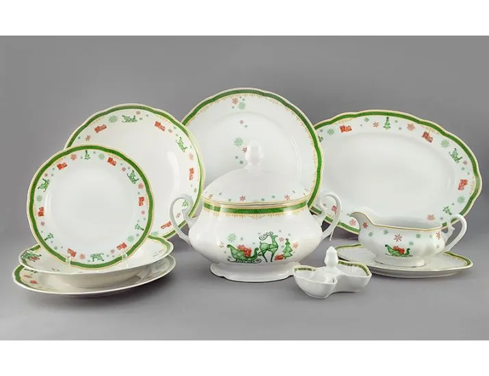 Сервиз столовый 25 предметов 6 персон Leander Мэри-Энн Новогодняя коллекция Рождество Олени 2573