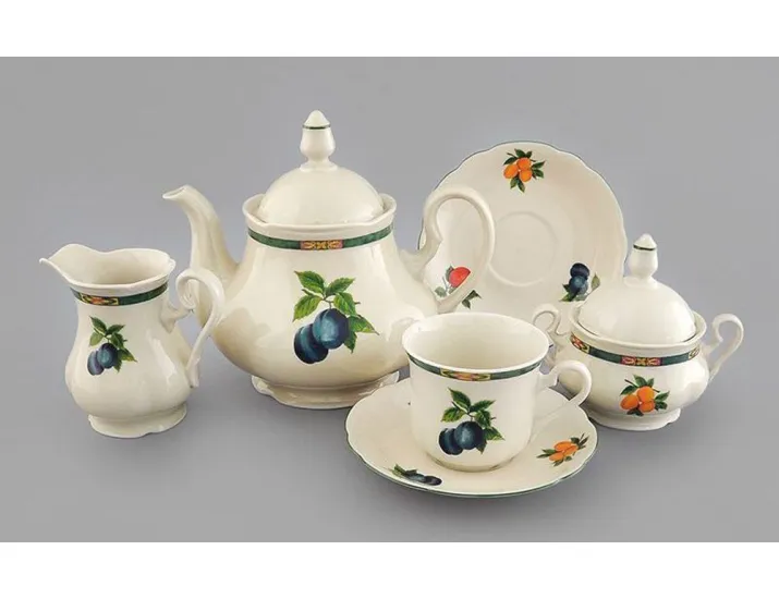 Сервиз чайный 15 предметов 6 персон Leander Мэри-Энн  Фруктовый сад слоновая кость 03560725-080H