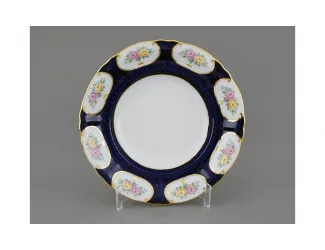 Тарелка глубокая 23см 1 шт Leander Соната Розовый цветок кобальт декор 0419