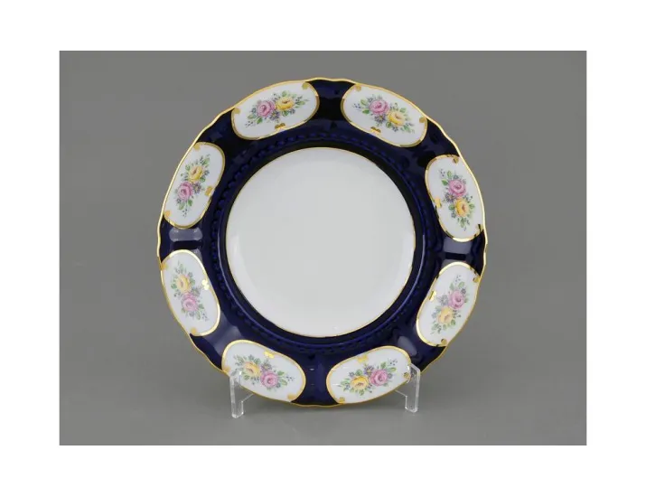 Тарелка глубокая 23см 1 шт Leander Соната Розовый цветок кобальт декор 0419