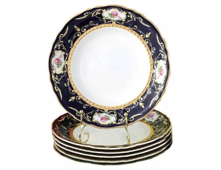 Тарелка суповая 23см 1шт Leander Соната Мелкие цветы (Кобальт) декор 0440