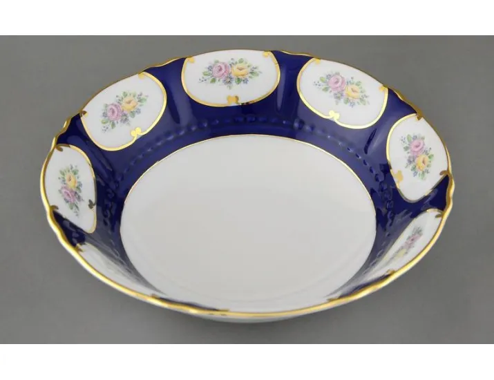 Салатник круглый 26см Leander Соната Розовый цветок кобальт декор 0419