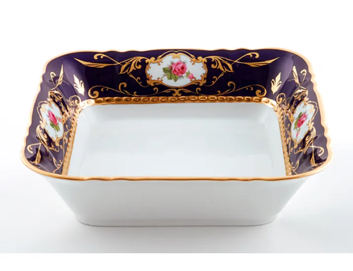 Салатник квадратный 21см Leander Соната Мелкие цветы (Кобальт) декор 0440