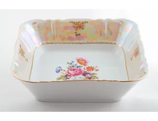 Салатник квадратный 17см Leander Соната Цветы перламутр декор 0656