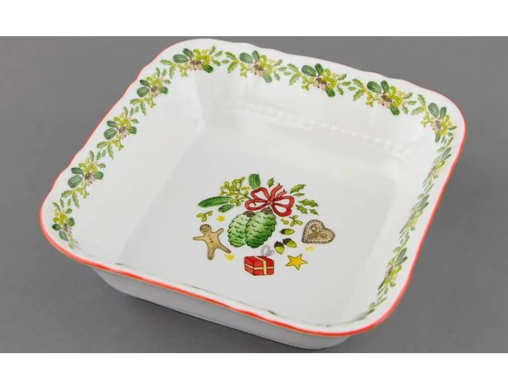 Салатник квадратный 17 см  Leander Мэри-Энн, Шишки Новогодняя коллекция