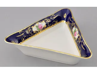 Салатник треугольный 21см Leander Соната Мелкие цветы (Кобальт) декор 0440