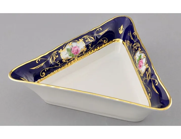 Салатник треугольный 21см Leander Соната Мелкие цветы (Кобальт) декор 0440