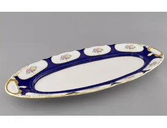 Блюдо овальное 55,5см Leander Соната Розовый цветок кобальт декор 0419 07111518-0419