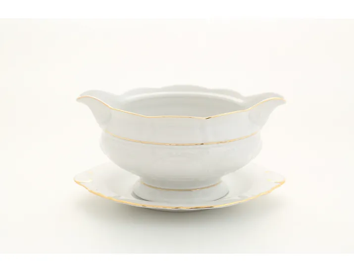 Соусница круглая с подставкой 0,35л Leander Соната Отводка золото декор 1139