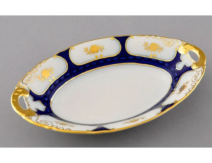 Блюдо овальное 17см Leander Соната Золотой цветок кобальт декор 0443 07116123-0443