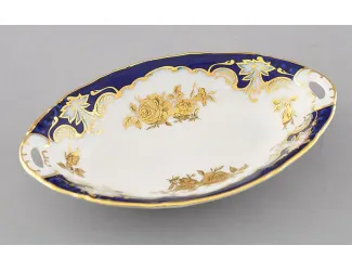 Блюдо овальное 17см Leander Соната Золотая роза кобальт декор 1457 07116123-1457