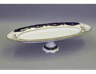Блюдо овальное на ноге 55,5см Leander Соната Мелкие цветы (Кобальт) декор 0440 07121518-0440