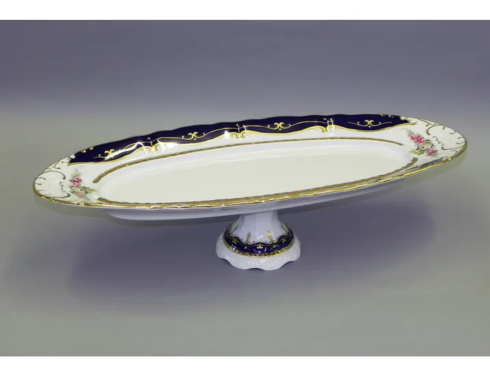 Блюдо овальное на ноге 55,5см Leander Соната Мелкие цветы (Кобальт) декор 0440 07121518-0440