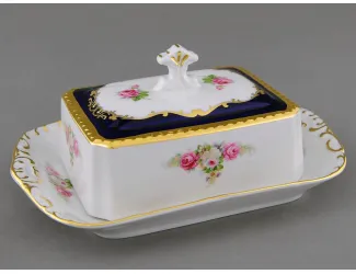 Масленка граненная 0,25кг Leander Соната Мелкие цветы (Кобальт) декор 0440 07122315-0440