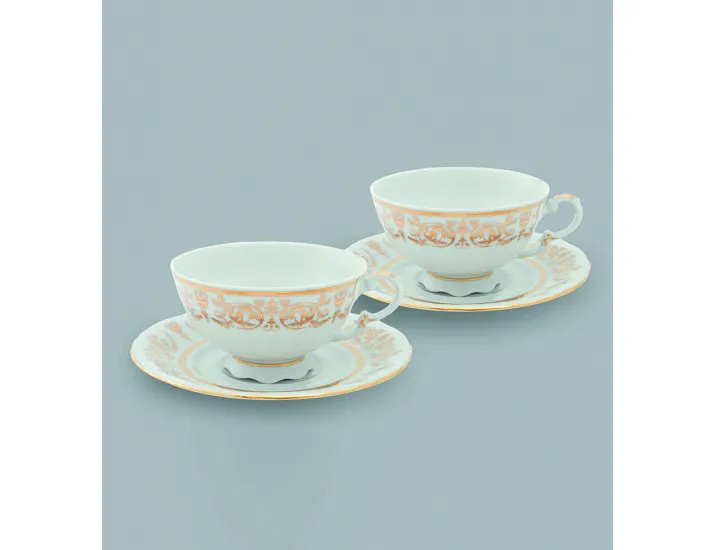 Набор чайных пар на 2 персоны 4 предмета 0,20л Leander Золотой орнамент декор 1373