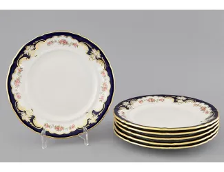 Набор тарелок мелких 6шт 25см Leander Соната Бледные цветы кобальт декор 1257