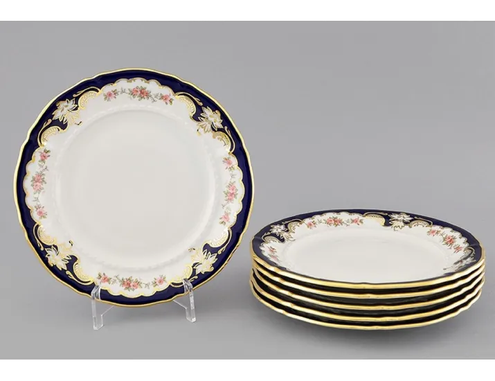 Набор тарелок мелких 6шт 25см Leander Соната Бледные цветы кобальт декор 1257