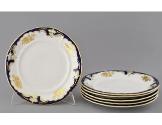 Набор тарелок мелких 6шт 25см Leander Соната Золотая роза, кобальт