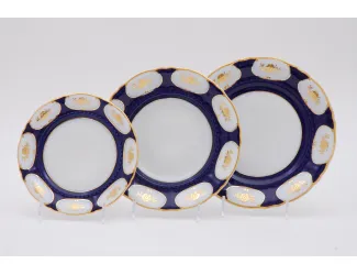 Набор тарелок 18 предметов Leander Соната Золотой цветок кобальт декор 0443 07160119-0443