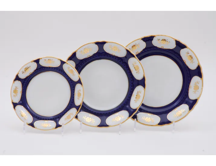 Набор тарелок 18 предметов Leander Соната Золотой цветок кобальт декор 0443 07160119-0443