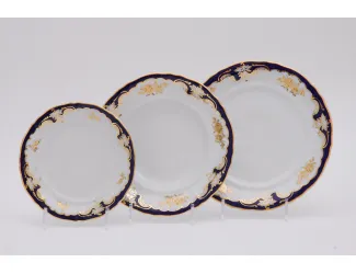 Набор тарелок 18 предметов с тар.дес.19см Leander Соната Золотая роза, кобальт