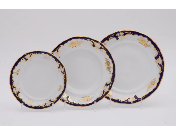 Набор тарелок 18 предметов с тар.дес.19см Leander Соната  Золотая роза, кобальт
