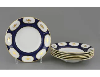 Набор тарелок глубоких 6шт 23см Leander Соната Золотой цветок кобальт декор 0443 07160213-0443
