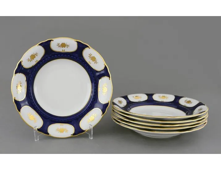 Набор тарелок глубоких 6шт 23см Leander Соната Золотой цветок кобальт декор 0443 07160213-0443