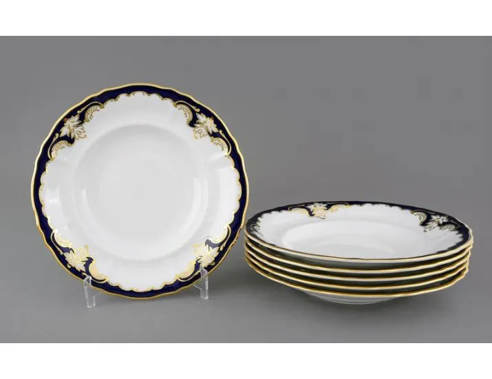 Набор тарелок глубоких 6шт 23см Leander Соната Кобальтовый орнамент