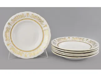 Набор тарелок глубоких 6шт 23см Leander Соната Золотой орнамент декор 1373