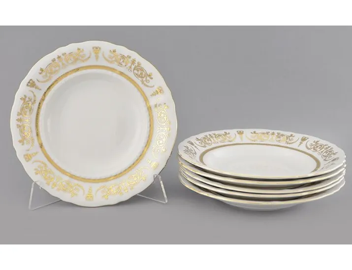 Набор тарелок глубоких 6шт 23см Leander Соната Золотой орнамент декор 1373