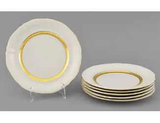 Набор тарелок десертных 6шт 17см Leander Соната Золотая лента декор 1239