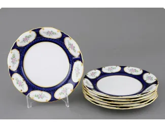 Набор тарелок десертных 6шт 19см Leander Соната Розовый цветок кобальт декор 0419